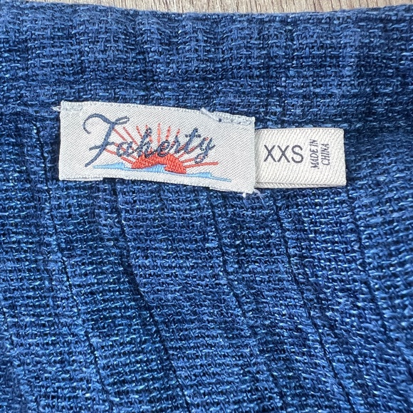 Faherty linen Blue Basketweave Hana dress - Picture 9 of 11